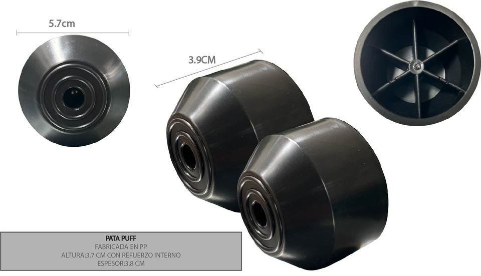 Soporte para puff de Versastico en Bogotá: altura 3,7 cm, diámetro 5,7 cm, interior Con refuerzo, material Plástico PP